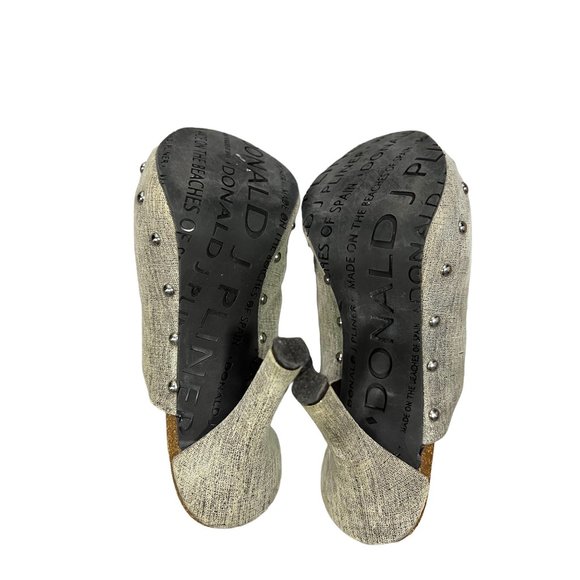 Donald J Pliner Metallic Studded Peep Toe Heeled Mules Size 6.5M - Picture 8 of 8